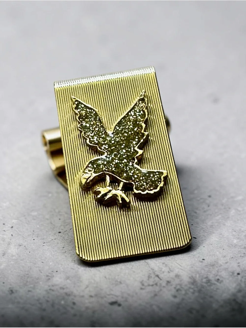 Vintage Gold-Tone Textured Eagle Money Clip